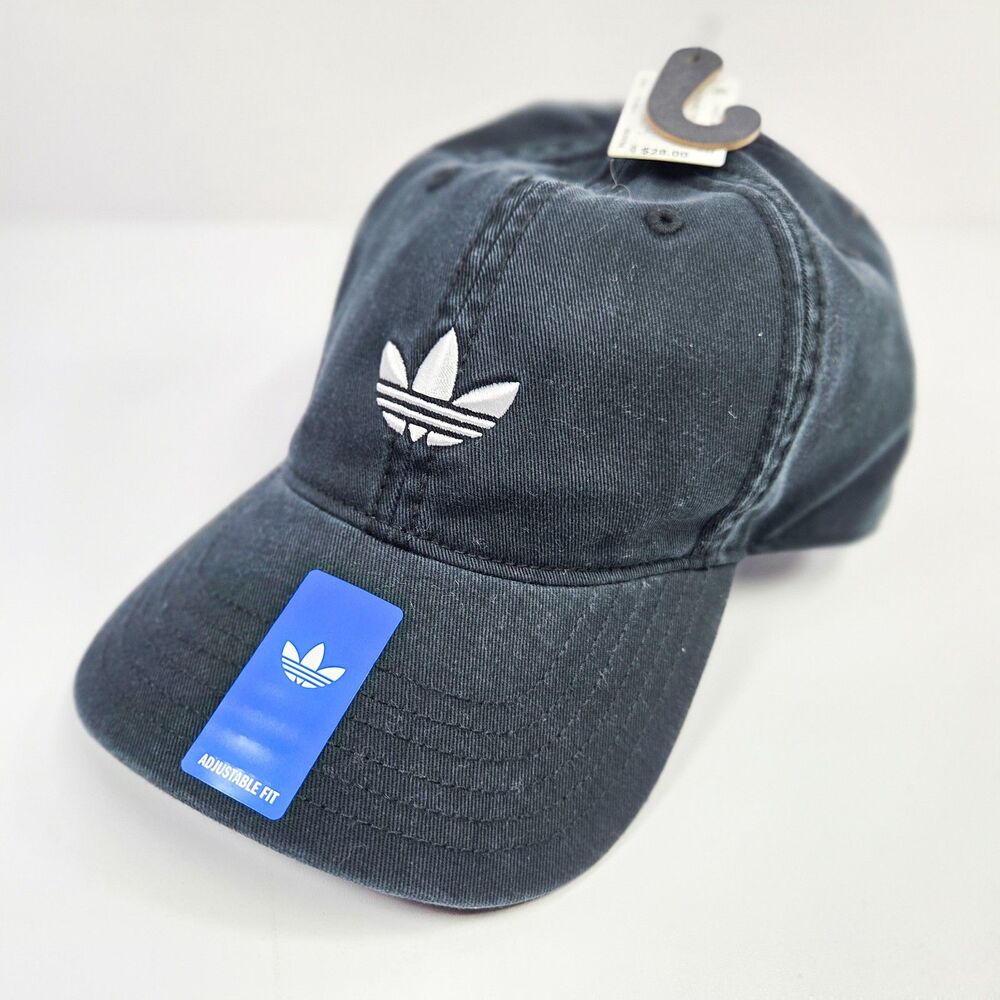 Adidas Originals Relaxed Strapback Dad Hat Black Trefoil NWT
